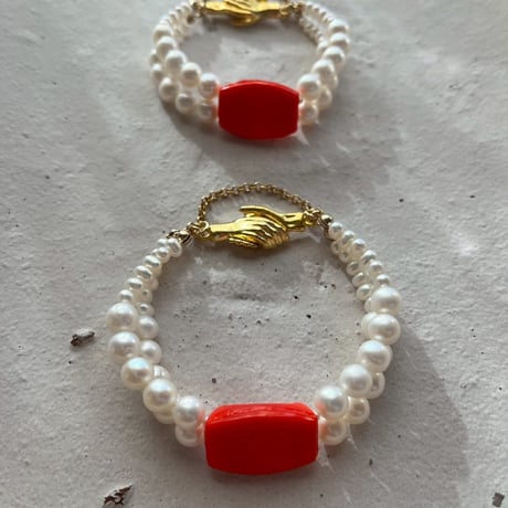 HUE ヒュー Vintage watch beads & pearls bracelet