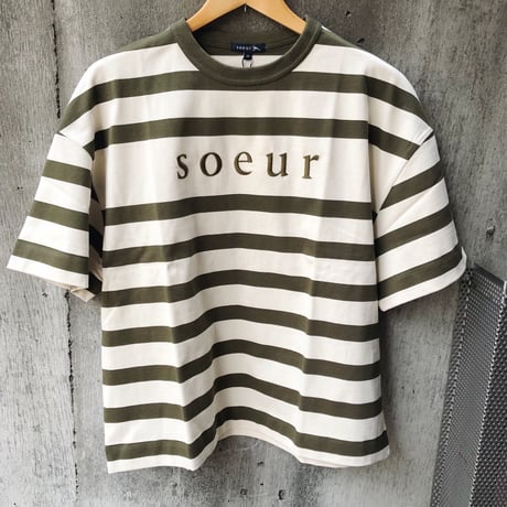 soeur  スール  ADAM　オーバーサイズロゴボーダー 半袖トップス