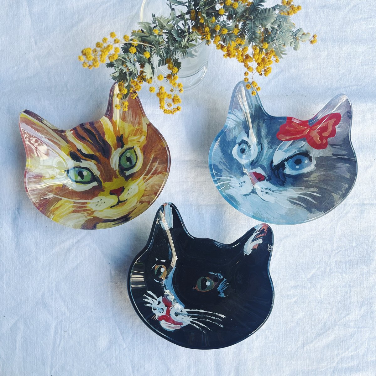 Nathalie Lete ナタリーレテ Cat face glass plate | Havane