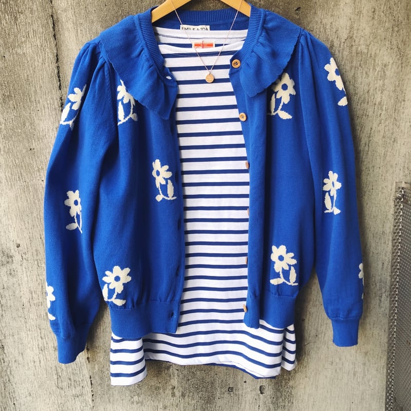 EMILE ET IDA エミールエイダ 花柄コットンニットカーディガン | Havane 