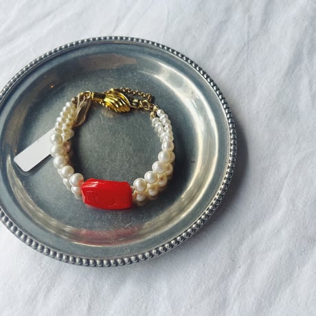 HUE ヒュー Vintage watch beads & pearls bracelet