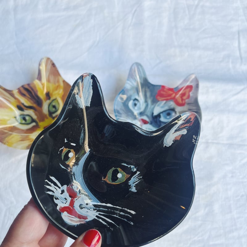 Nathalie Lete ナタリーレテ Cat face glass plate | Havane