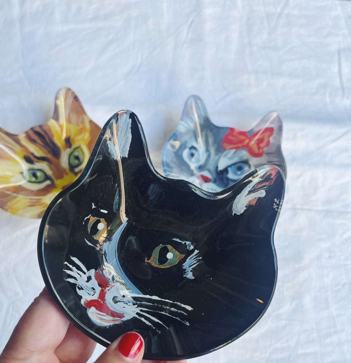 Nathalie Lete ナタリーレテ Cat face glass plate | Havane