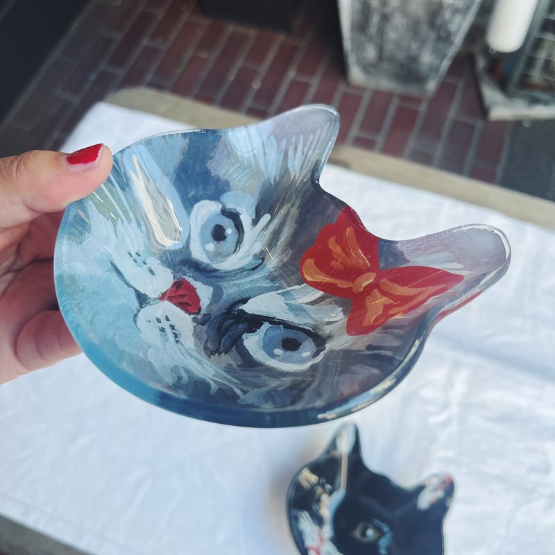 Nathalie Lete ナタリーレテ Cat face glass plate | Havane