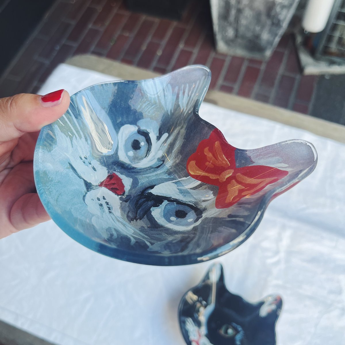 Nathalie Lete ナタリーレテ Cat face glass plate | Havane