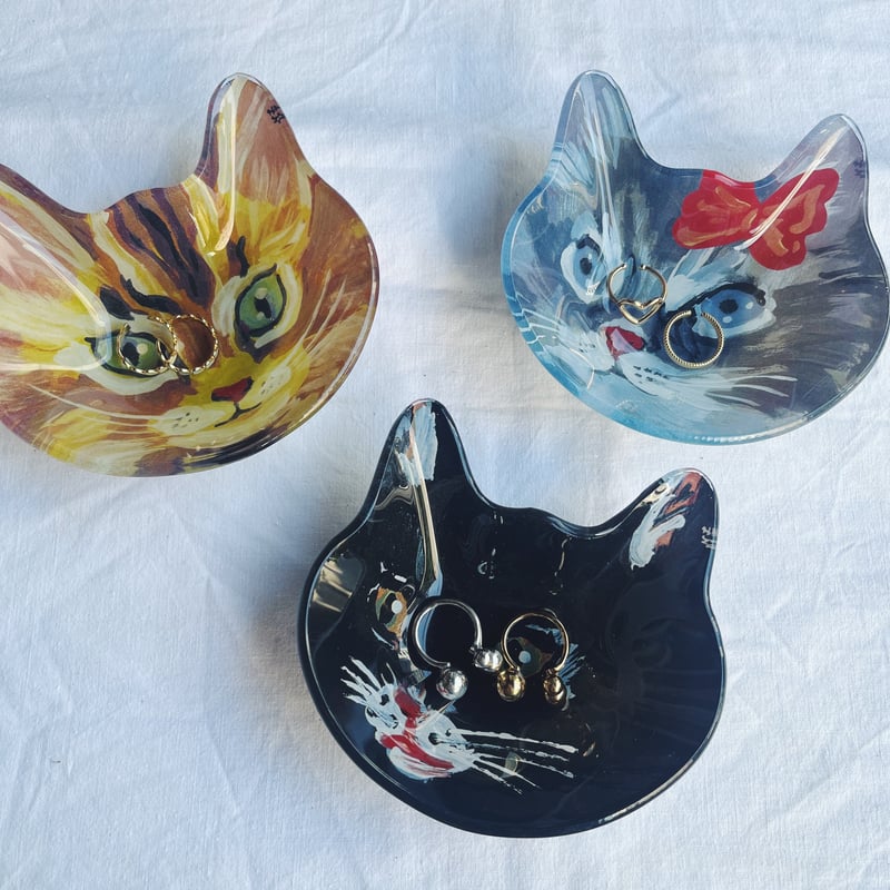 Nathalie Lete ナタリーレテ Cat face glass plate | Havane