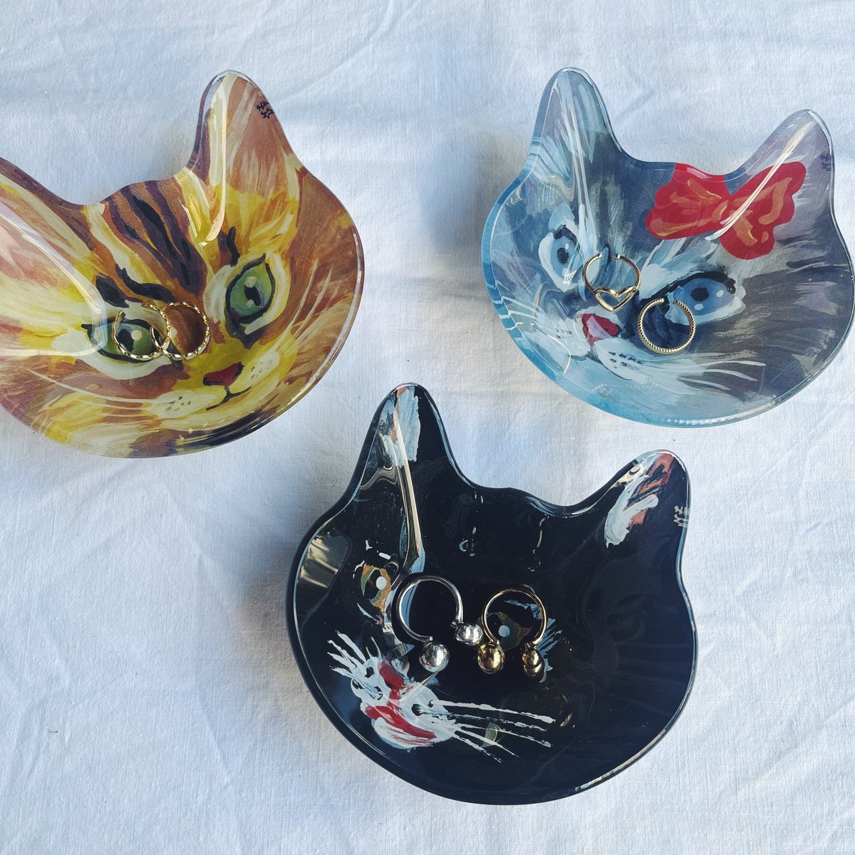 Nathalie Lete ナタリーレテ Cat face glass plate | Havane