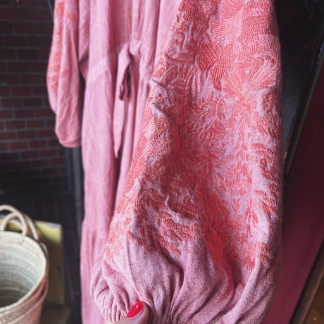 RUE.MAZARINE リュ・マザリーヌ バルーンスリーブ刺繍ワンピース