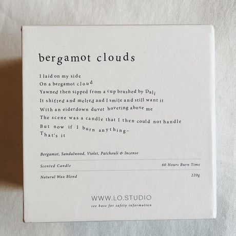 LO ロー ヴィーガンフレグランスキャンドル bergamot clouds (ベルガモット クラウズ)