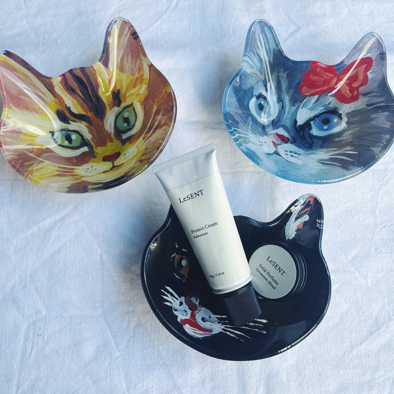 Nathalie Lete ナタリーレテ Cat face glass plate | Havane