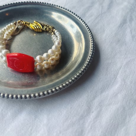 HUE ヒュー Vintage watch beads & pearls bracelet