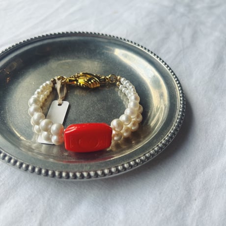 HUE ヒュー Vintage watch beads & pearls bracelet