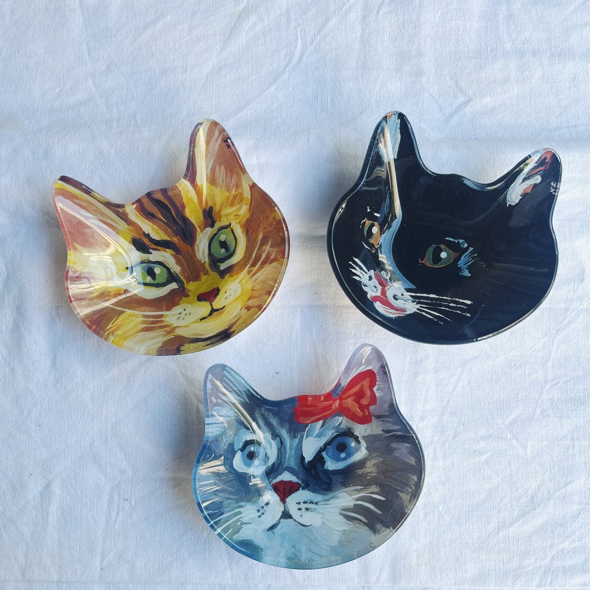Nathalie Lete ナタリーレテ Cat face glass plate | Havane