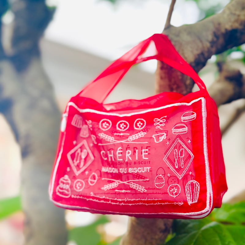 CHÉRIE ビスキュイ オーガンジーポーチ レッド CHÉRIE/BT 【赤】ビスキュイ缶ポーチ1枚 | CHERIE