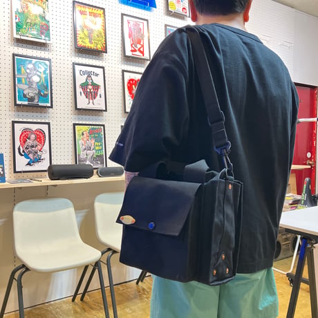 【受注制作品】SELECTOR /  岡山倉敷9号パラフィンキャンバス7インチレコードバッグ /  ブラック