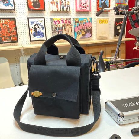 【受注制作品】SELECTOR /  岡山倉敷9号パラフィンキャンバス7インチレコードバッグ /  ブラック