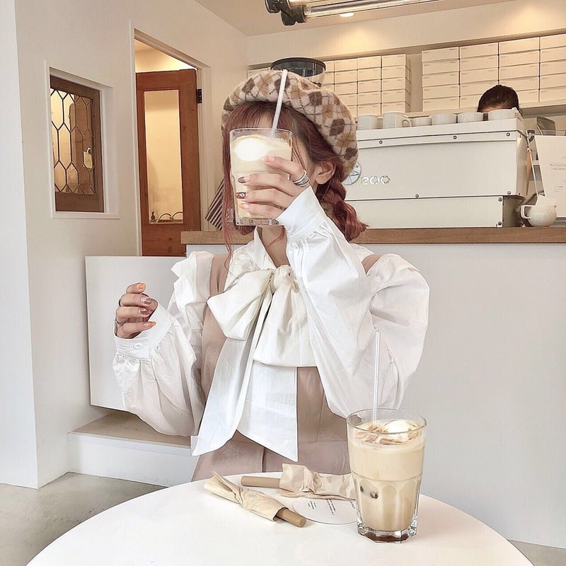 フリルビックリボンブラウス【192-1018】ホワイト | Deisy lotte