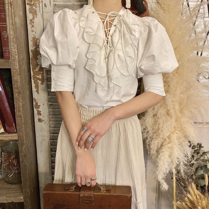 レースアップリボンブラウス【201-1002】 | Deisy lotte