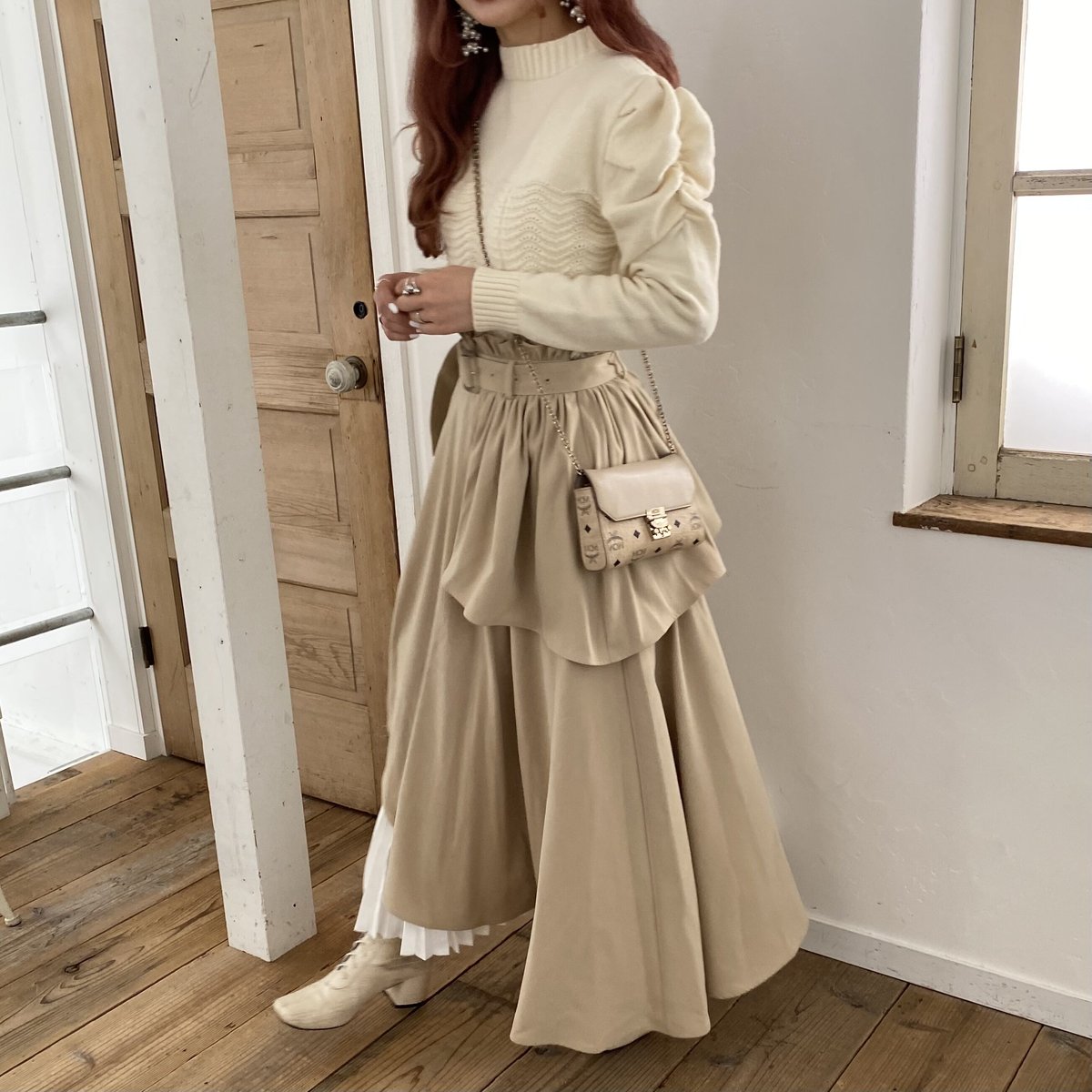 PEARLY ホワイト プリーツスカート アシメプリーツレイヤードスカート【202-4018】 | Deisy lotte