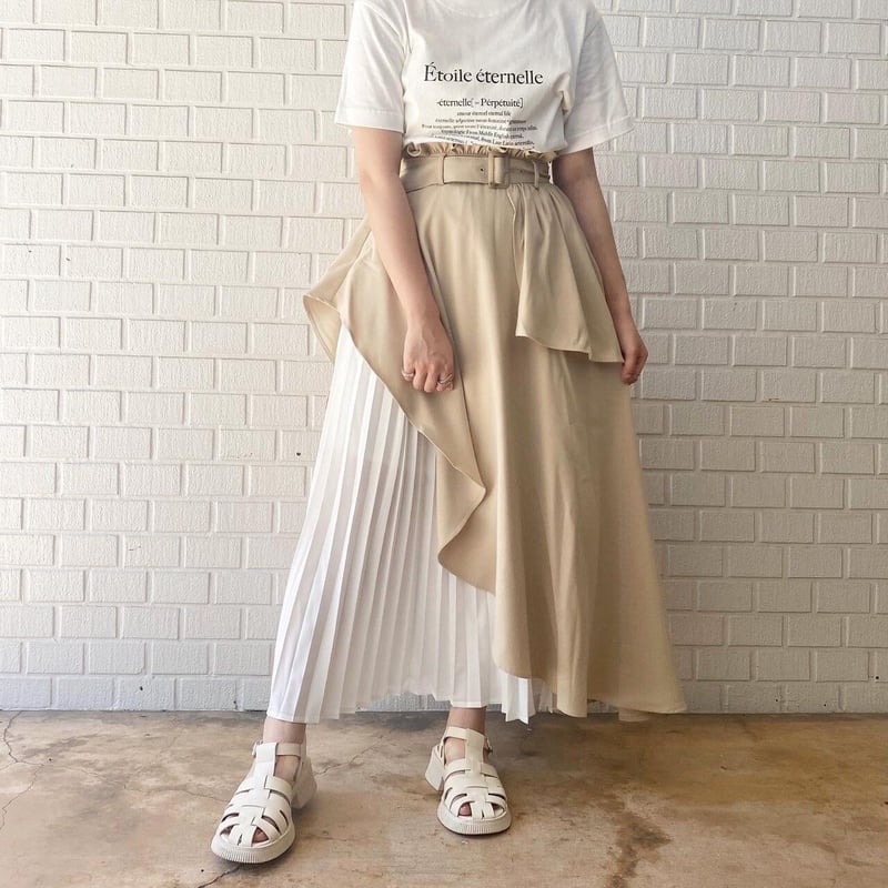 アシメプリーツレイヤードスカート【202-4018】 | Deisy lotte