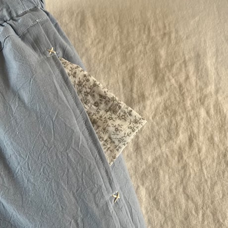 おうちパンツ　コットン　ワッシャーシーチング　ブルー　　　04-26201-51