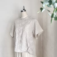 クラウドシャツ　半袖　リネンスラブローン　花刺繍　ナチュラル　　　　01-24305-609