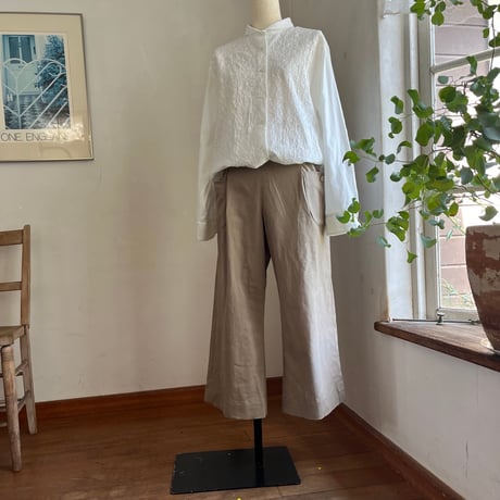 ランチパンツ　コットン和紙　ライトツイル　ベージュ                  04-25405-10
