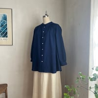 なでしこシャツ　コットン手染め東炊ローン　ネイビーブルー　　01-26301-53