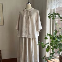 つゆくさブラウス　リネン　強撚ワッシャー　　アイボリー　　　01-25304-09