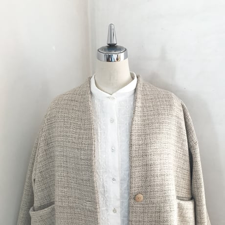 ノーブルコート(裏付き）　ウール　ブランケットツイード　ベージュ　　　　　　　　10-23505-10