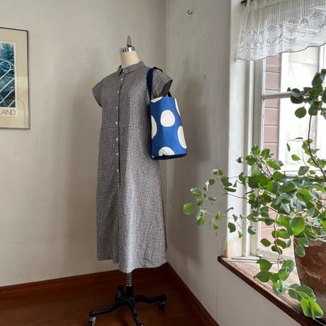 ストンプBag　コットングログラン　ブルー水玉　61-26203-5287