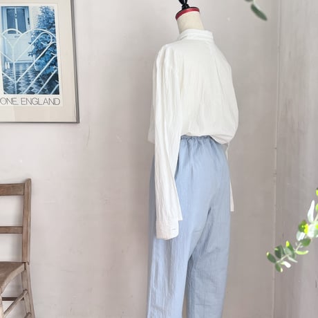 おうちパンツ　コットン　ワッシャーシーチング　ブルー　　　04-26201-51