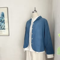 サブレジャケット　コットン　細コーデュロイ　ブルー　　　　　　　　　　10-24404-52