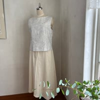 アンドゥブラウス　コットンシャーティング花プリント　オフホワイト×ブルー　01-26309-5291