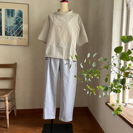 ナッツパンツ　コットンリネン　スラブキャンヴァス　サックスブルー　04-26302-59
