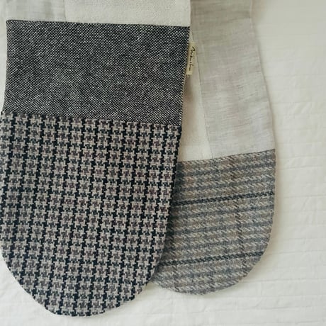 つみきストール　ウールコットン　ブラウン系　ブルー系　　グレー系　　モザイク刺繍系　　　　　　　43-25504