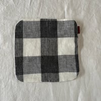 ふわりハンカチ　リネンブロックチェック　スミクロ/ブルー小花/藍色　　65-26101-0482/5290/5482