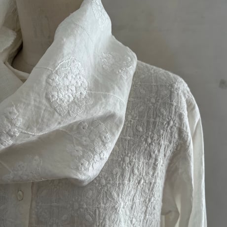 スヌード　リネン　コットン　アナベル刺繍　ギンガム　ストライプ　　43-26103.43-26104