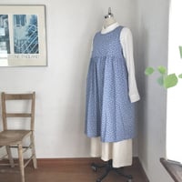 ココアエプロン　コットン　ポプリン　花プリント　ネイビー　　　　　　　18-23501-5390