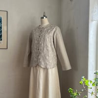 サンドジャケット　リネンコットン　ローン花刺繍　　ナチュラル　10-26203-0695