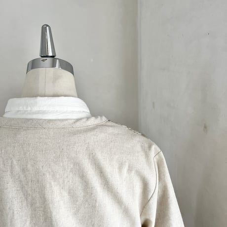 サクレジャケット　コットンリネンスラブ　太糸刺繍　ナチュラル　　　　　　10-25105-6095