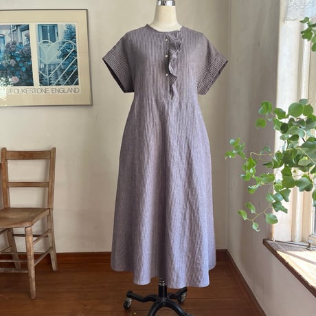 感謝sale♡ Anneコットンリネンボタニカル柄リボンワンピース。.＊ 感謝sale♡ Anneコットンリネンボタニカル柄リボンワンピース