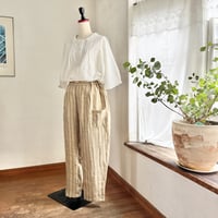 ナッツパンツ　リネンメランジ　ストライプ　キャメル　　　　　　　　　　04-25203-1486