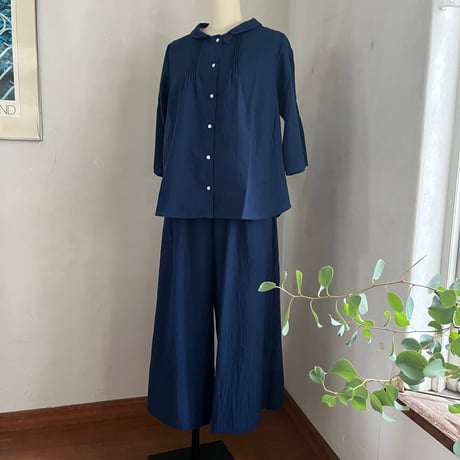 シードパンツ(ロング)　コットン　東炊き　ブロード　ブルー　　04-26306-52