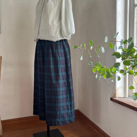 シードパンツ（ロング）コットンリネンナチュラルボイル　ブラックウォッチ04-26306-84