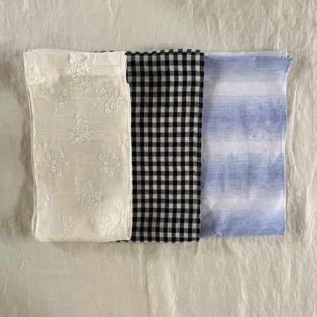 スヌード　リネン　コットン　アナベル刺繍　ギンガム　ストライプ　　43-26103.43-26104