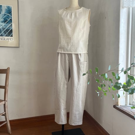 ナッツパンツ　コットンリネン　スラブキャンヴァス　ナチュラル04-26211-60