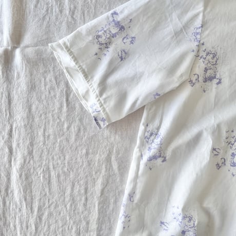 シードルブラウス　コットンシャーティング　ローズプリント　パープル　01-24312-589