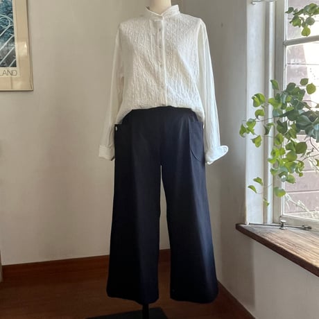 ランチパンツ　コットン和紙　ライトツイル　ブラック　　　　　04-26303-06
