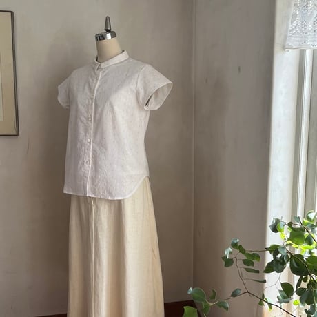レモングラスシャツ　コットンローン刺繍　オフホワイト　01-26207-0395